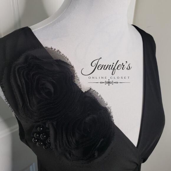 3/$30 Connected Apparel Women's Black V Neck Dress Size 6 - Picture 3 of 10